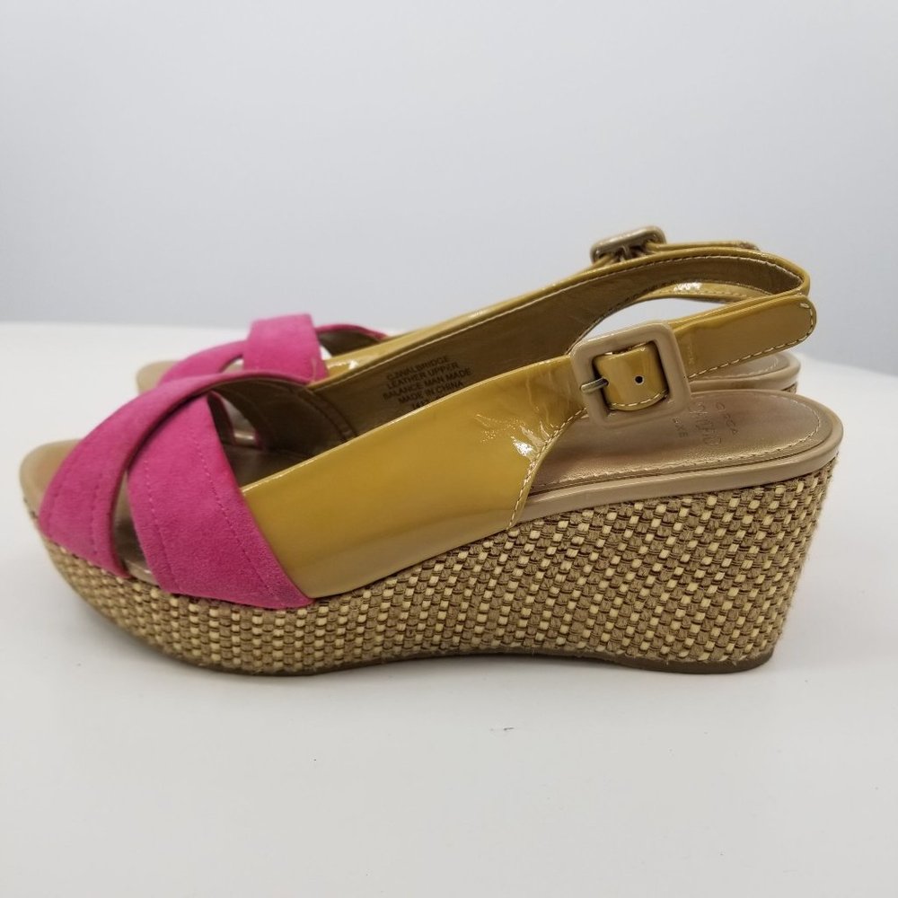 Women’s Pink and Yellow Wedge Sandals - Picture 2 of 12